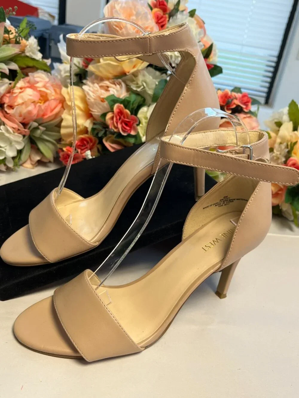 Nine West Nude Ankle Strap Stiletto Sandals Open Toe Dress Heels Women’s 8M